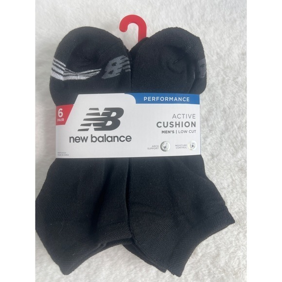 New Balance Other - New Balance Mens 6 Pair Active Cushion Low Cut Performance Socks Black 6-12.5